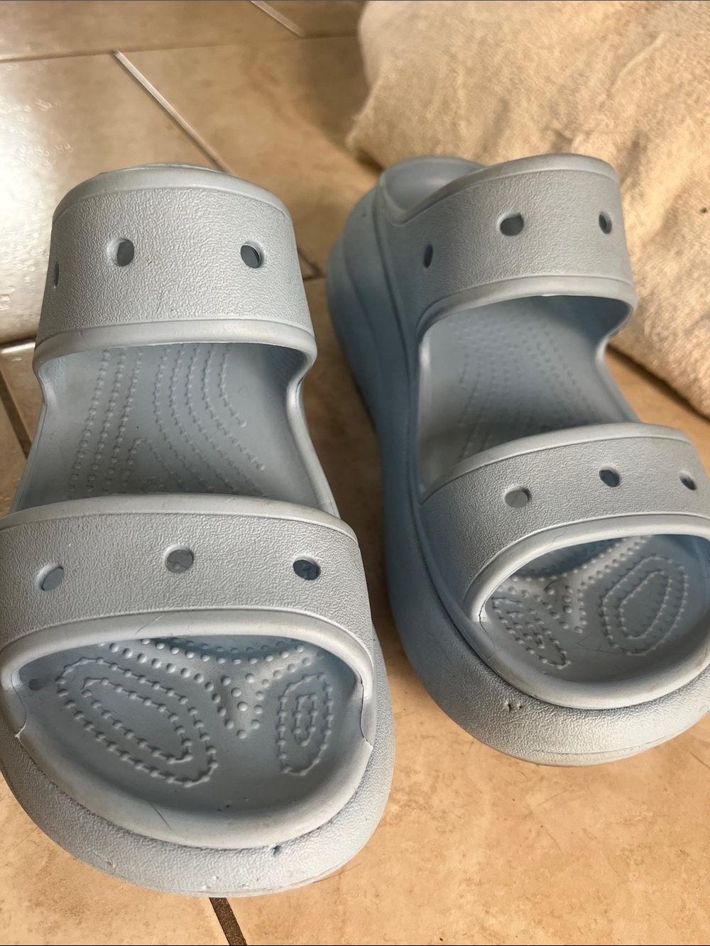 CROCS Light Blue Double Strap Slide Sandals